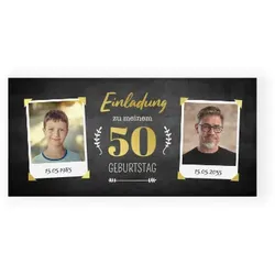 Einladungskarte Geburtstag: Ich & Ich mit Fotos in Schwarz
