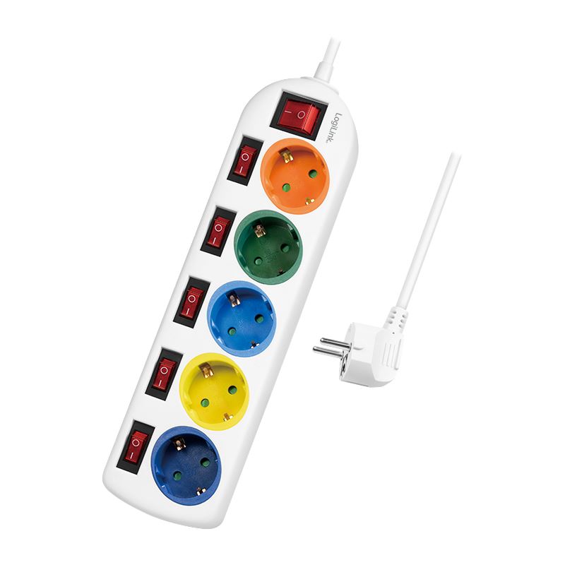 1.45m LogiLink Stromkabel Steckdosenleiste Schutzkontakt Satz mit mehreren Farben 5 (LPS258)