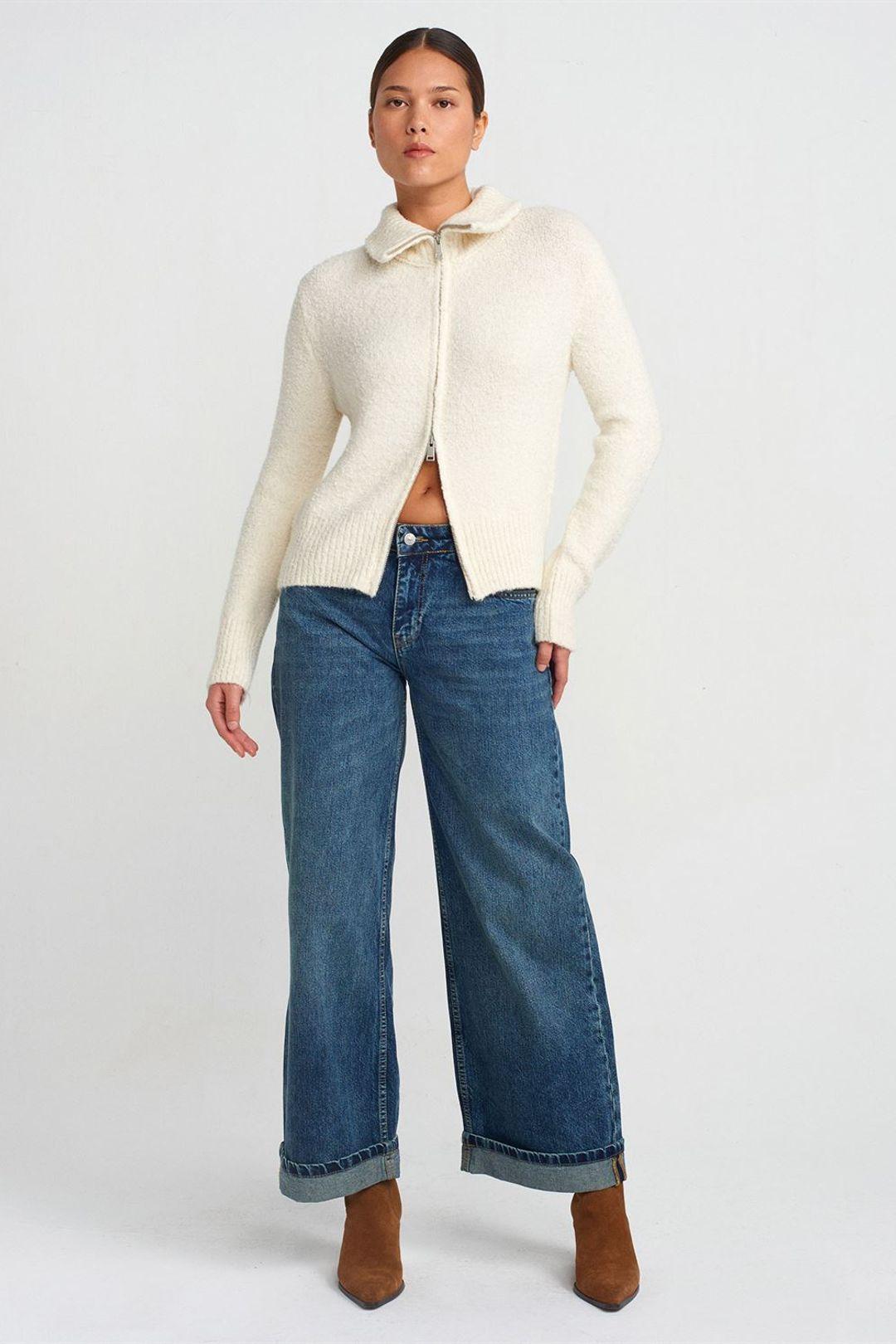 Damen Hochbundige Schlagjeans