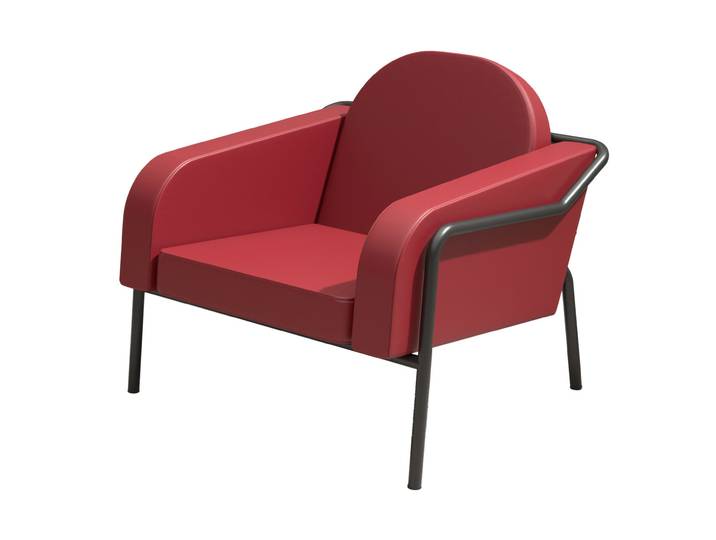 Fauteuil d'accueil Medso ''L'' en simili-cuir Rouge - pieds métal Noir