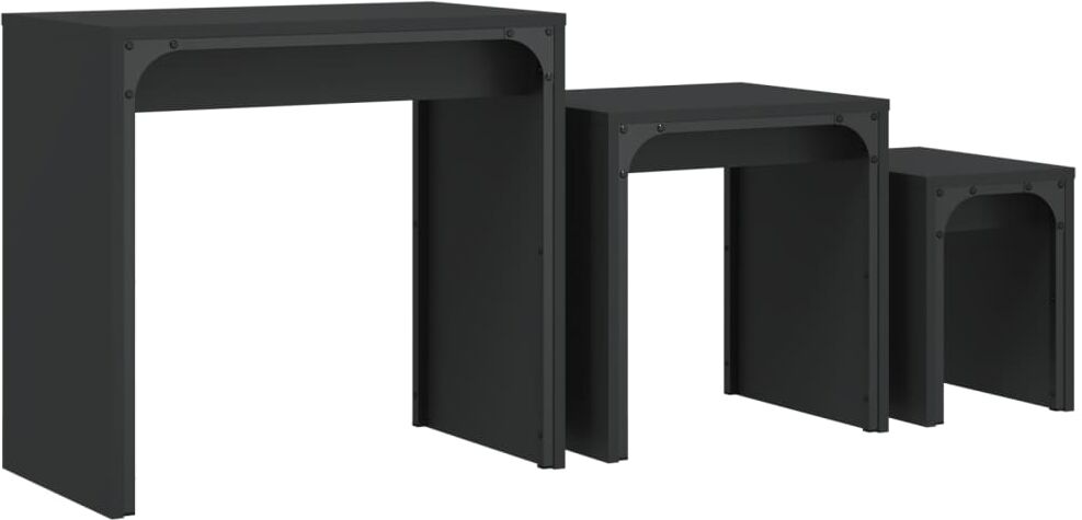 vidaXL Tables basses gigognes 3 pcs noir bois d'ingénierie