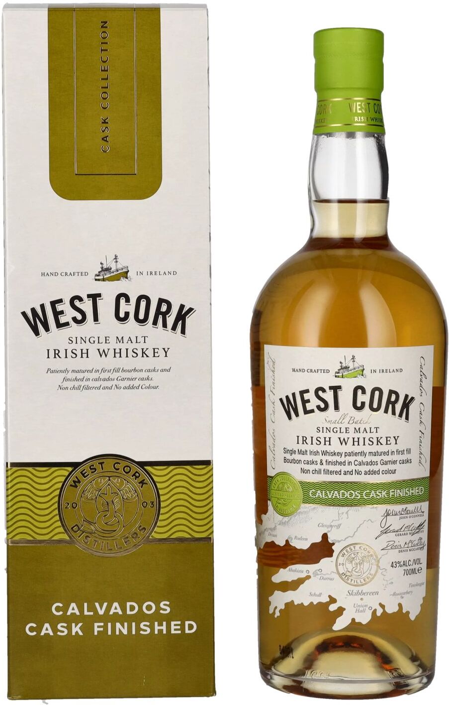West Cork Irish Whiskey West Cork Single Malt Irish Whiskey CALVADOS CASK FINISHED 43% Vol. 0,7l