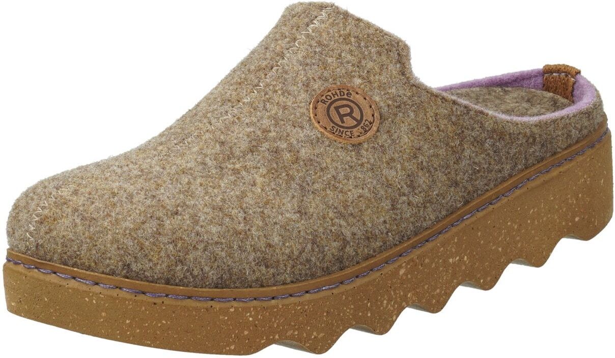 Pantoffel ROHDE "Foggia-D", Damen, Gr. 40, beige (natur), Filz, meliert, Schuhe Pantoffel, Hausschuh, Clog, zweifarbiger Homeslipper mit Profilsohle natur 40