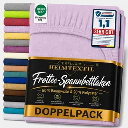 EXKLUSIV HEIMTEXTIL Frottee Spannbettlaken Doppelpack 120 x 200 cm Flieder