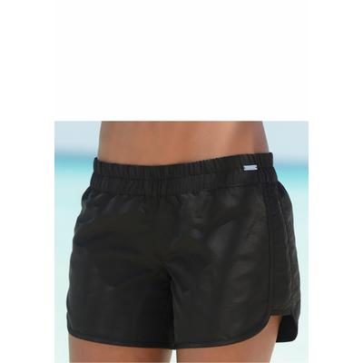 Badeshorts LASCANA, Damen, Gr. 40, N-Gr, schwarz, Microfaser, Polyester, unifarben, Badehosen Badeshorts, elastisches Bündchen, mit Gesäßtasche, softe Microfaser-Qualität