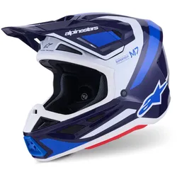 Alpinestars S-M7 RISE Crosshelm - blau-weiß-glänzend - S (55/56)