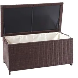 Mendler Poly-Rattan Kissenbox HWC-D88, Gartentruhe Auflagenbox Truhe ~ Premium braun, 51x100x50cm 170l