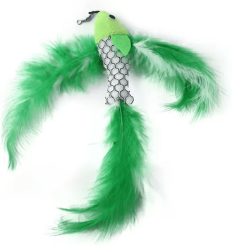 Inspire Curations Flying Fish Plush Cat Wand Replacement Toy green