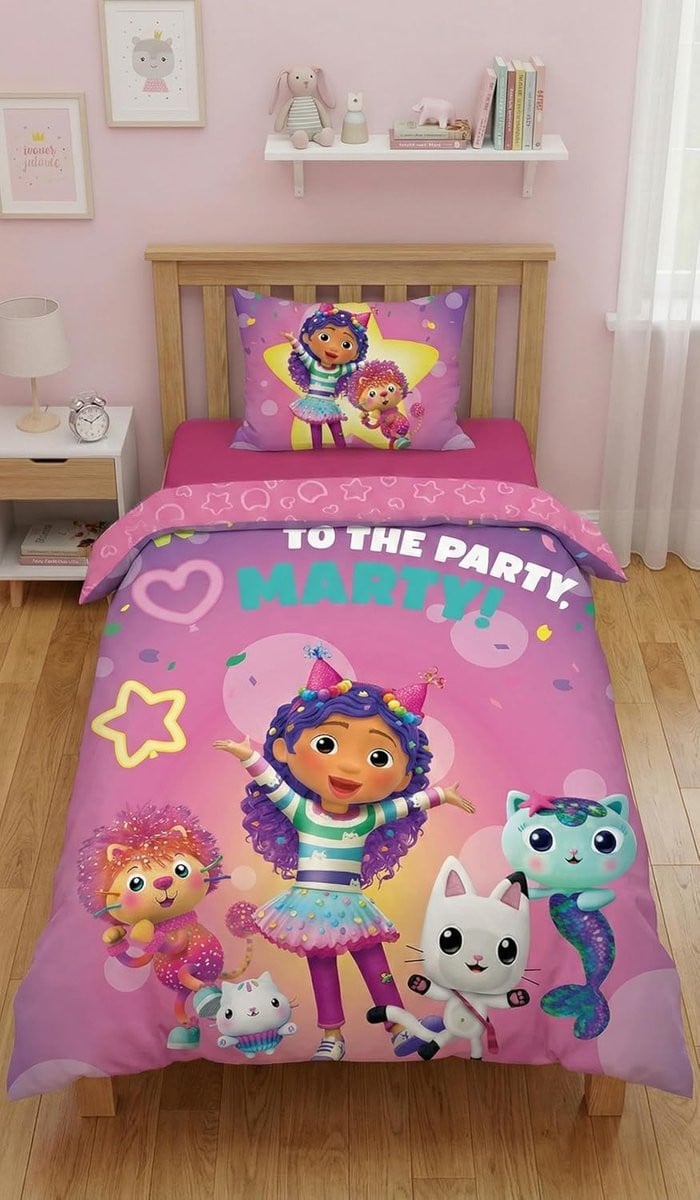 Thijox Gabby Poppenhuis 1-persoons Dekbedovertrek met Kussensloop - Omkeerbaar Microvezel Beddengoed - 140 x 200 cm - Pandy