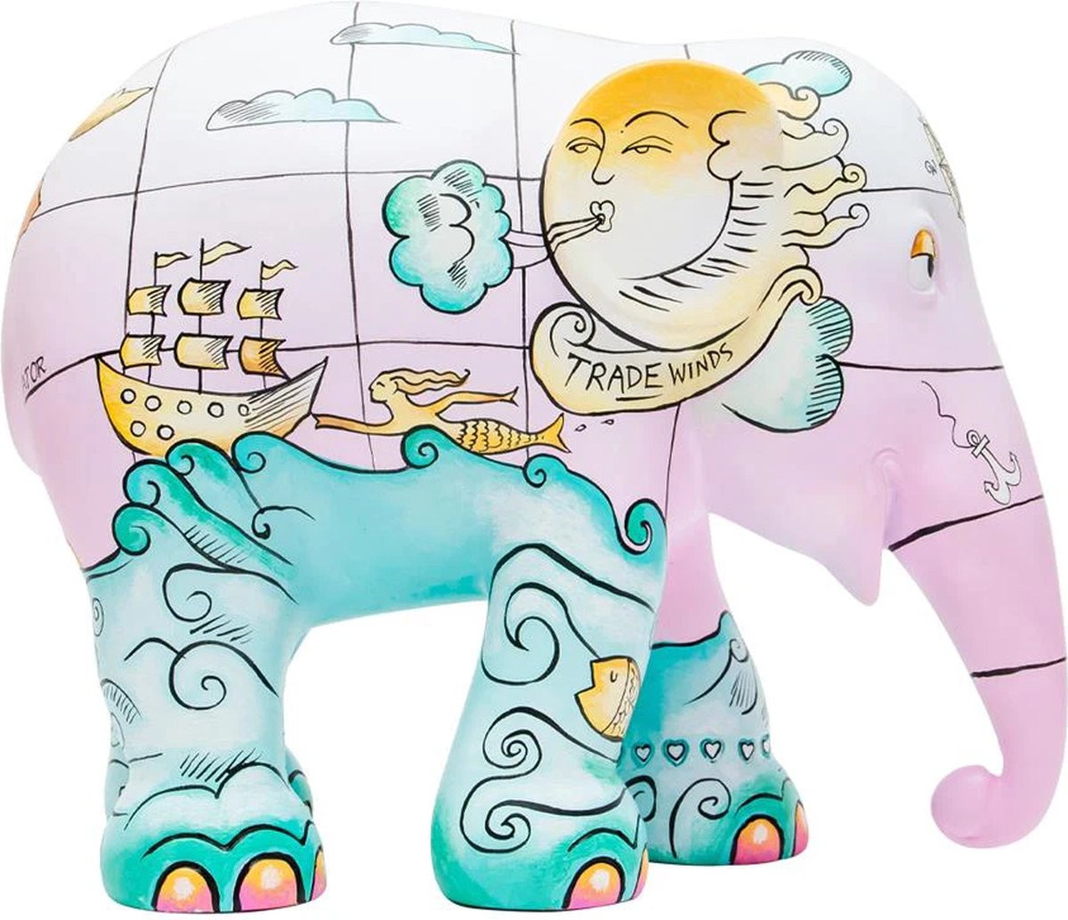 Elephant Parade Trade Winds Handgemaakt Olifantenstandbeeld voor op tafel, 15 cm