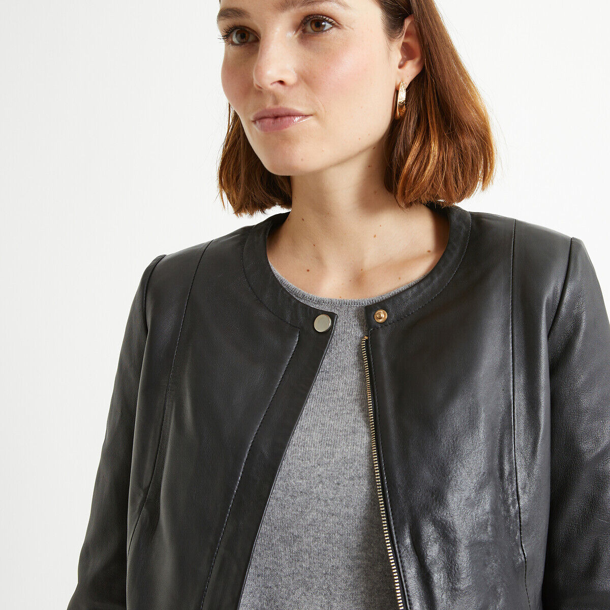 ANNE WEYBURN Blouson court en cuir de mouton