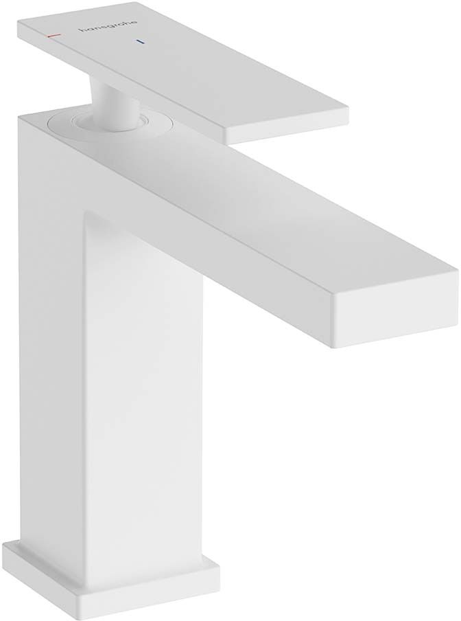 Hansgrohe Grifo monomando cuadrado para lavabo sin vaciador y CoolSmart Tecturis E 110 . Blanco mate