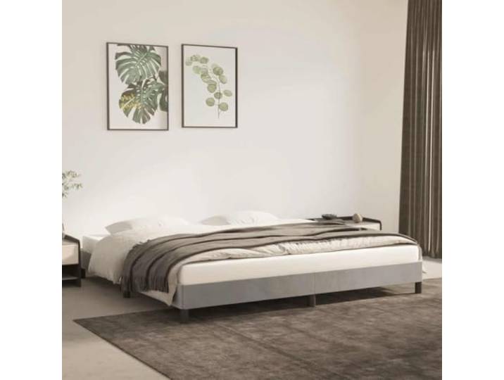 YUOTYRKTEJRSG Samtbezug Stabil Stützbeine Schlafzimmer 200x200 cm Grau Bettgestell ohne Matratze Hellgrau 200x200 cm Samt Luxus Bettrahmen mit Kopfteil Stabil Holzlatten Modernes Polsterbett für