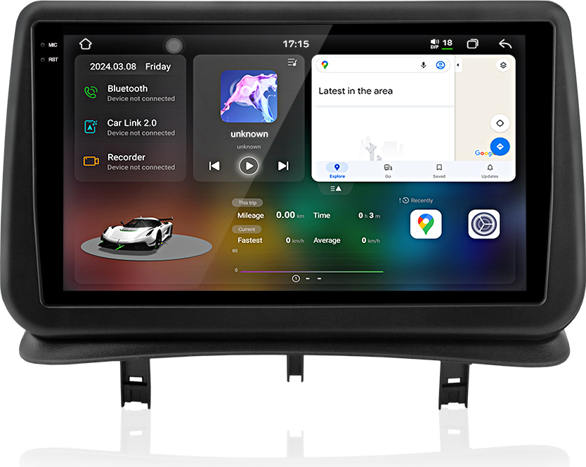 2K 9.5"Android 15 Autoradio 8+256GB 8-Kern Für Renault Clio3 2005-2014 CarPlay GPS Navi WIFI 4G BT DAB+ SWC USB