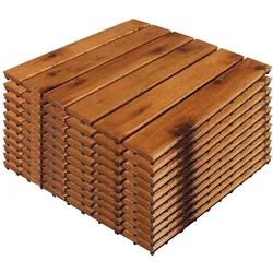 Mojawo, Gartenbodenbelag, 11er Holzfliese Akazienholz FSC-zertifiziert 30x30cm Stecksystem