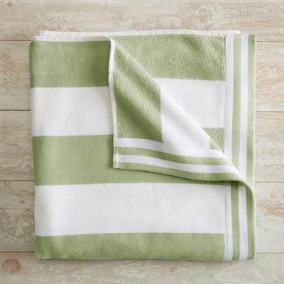 Linery & Co. 100% Cotton Velour Cabana Stripe Beach Towel