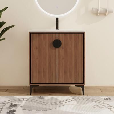"Malwee 24""/30"" FreeStanding Bathroom Vanity, Floor Stand Bathroom Vanity with Sink,Soft Close Door and Adjustable shelf"