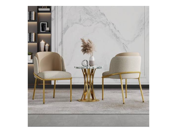 Fine Life Pro Esszimmersessel Stuhl-Set 2er Beige+Khaki, 2 Stühle, Beige/Khaki, Wohnzimmer/Büro