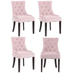 CLP 4er Set Esszimmerstühle Aberdeen Samt antik   Farbe: pink, Gestell Farbe: antik