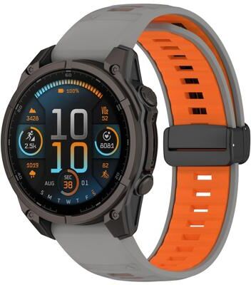 Everyday Crate Garmin Fenix 8 AMOLED 51mm Magnetic Silicone Watch Band Two Color Replacement Watch Strap gray+orange