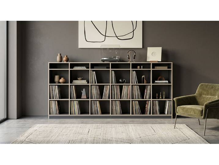 Schallplattenregal - Regal für Schallplatten mit vielen Optionen Premium Dekore Schwarz Multiplex Kante