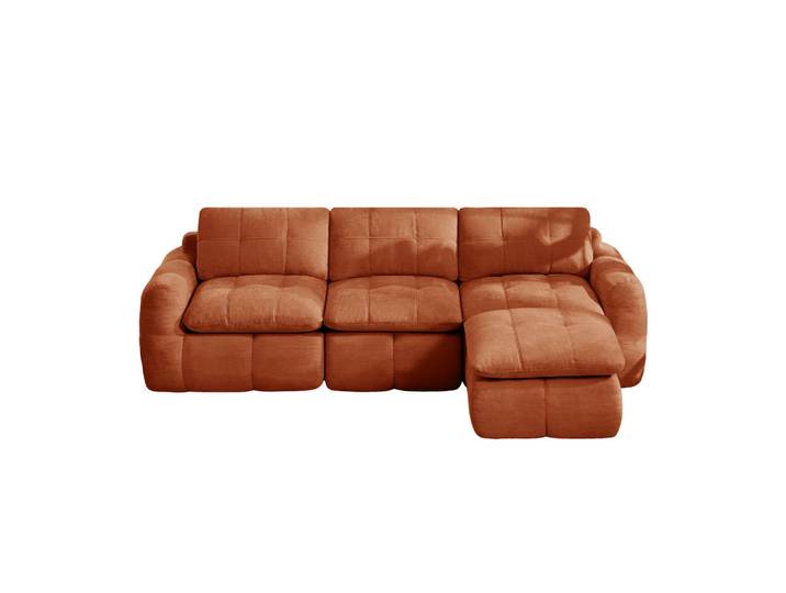 Komhtom 3-Sitzer-Sofa mit 1 Hocker, minimalistisch, Chenille-Orange, Mode, 160x68x264 cm, Wohnzimmer, Sofas & Couches, Sofas, 3-Sitzer Sofas