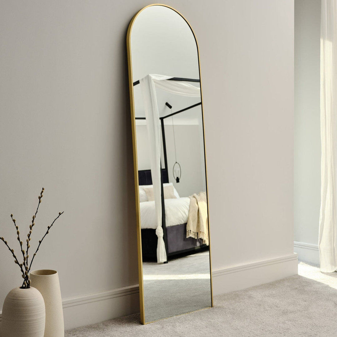 17 Stories Symari Leaning Full Length Mirror Gold 170 cm x 50 cm