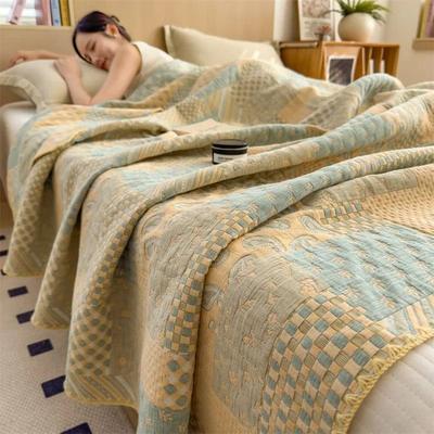 Uplift Picks 3 Layer Cotton Gauze Blanket Lightweight Pure Cotton Throw sandstone Aqua 200x230cm 1 Pc