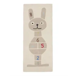 OYOY Mini, Kinderteppich, Dekoteppich Rabbit Hopscotch Grau (180 x 75 cm)