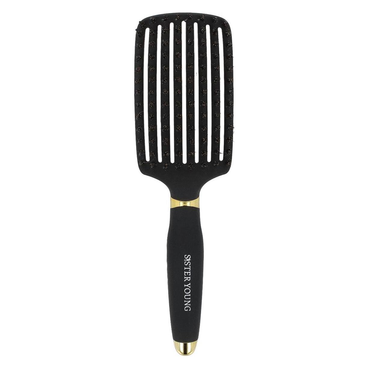 Mohi Sister Young Ovia Black Bv - Hair Brush With Natural Wild Boar Bristles And Ventilation, Black (OTHER)