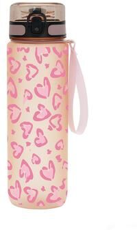 Universal Stock Leakproof Sports Water Bottle With Flip Top And Lanyard Heart Print b
