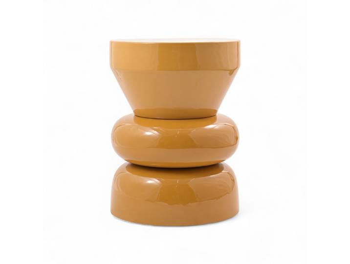 Bout de canapé rond émail bi-color bronze