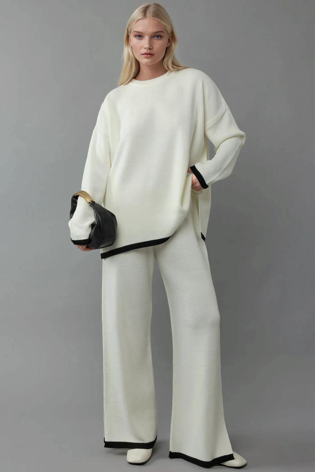 Pullover & Weitgeschnittene Hose Strick Co-Ord-Set
