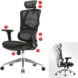 SIHOO Bürostuhl Schreibtischstuhl ergonomisch, Lordosenstütze hohe Rückenlehne 3D-Armlehnen ~ gepolstert schwarz