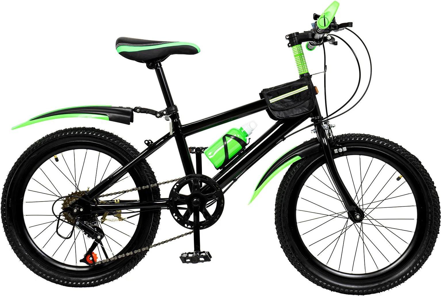 Kinderfahrrad - Mountainbike - 50 cm Räder - Vollfederung - Rahmen Kohlenstoffstahl - Felgen- & Rücktrittbremse - Grün
