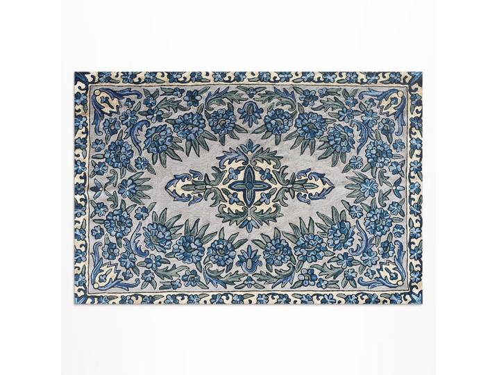 Wallfluent Teppich 150x225 cm Nepal Stickerei Pflanzendekor, Hellblau, Kunststoff, 150x225 cm, Teppiche und Böden, Teppiche