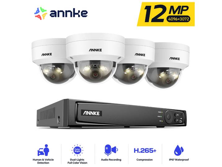 ANNKE 12MP Kits de caméra intelligente double lumière caméra de sécurité 8CH NVR 4 pièces caméra POE caméra de Protection de Surveillance vidéo CCTV extérieure