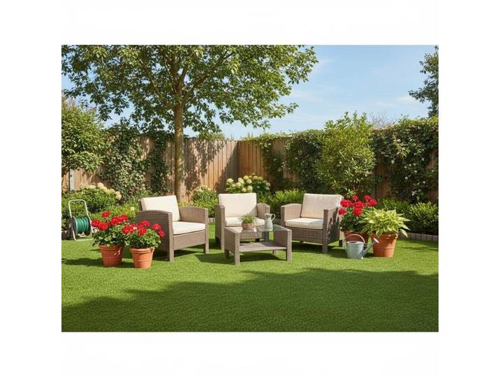 Tapis de gazon synthétique 1x15 m, hauteur des poils 20 mm, pour jardin, balcon, terrasse, imperméable, résistant aux UV, aspect anthracite-vert, fibres soft-touch, fonction drainage, en rouleau, pour