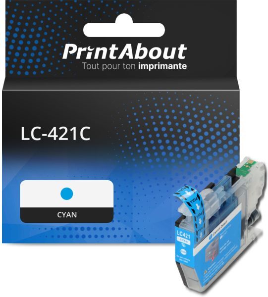 PrintAbout Cartouche compatible Brother LC-421C - Cyan Cyan