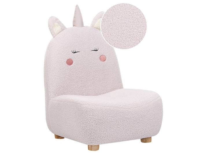 KINDERSESSEL Teddy-Optik pastellrosa Tierform Einhorn Lulea