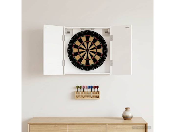 vidaXL Dartboard Schrank ALKMAAR Weiß 52,5 x 10,5 x 53,5 cm