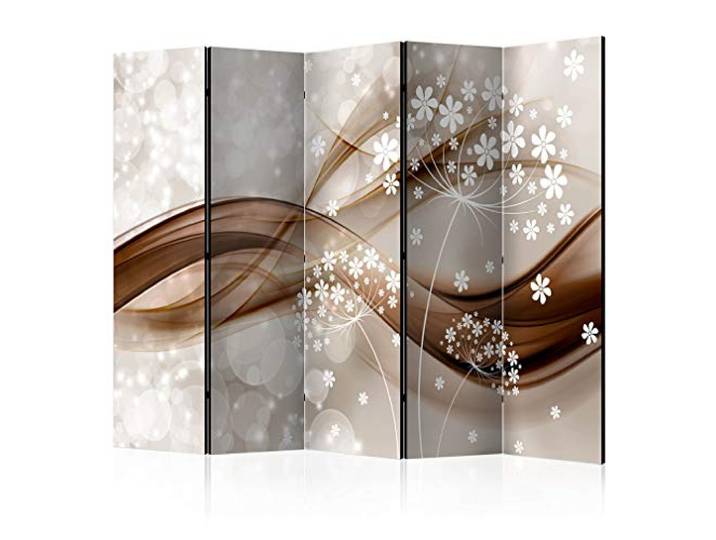 decomonkey Paravent Raumteiler Innen Pusteblume, 225x172 cm, 5-teilig Einseitig, Wohnzimmer, Room Divider, Wall, Raumteiler Stehend, Trennwand, Sichtschutz, Spanische Wand, Sichtschutzwand, Holz
