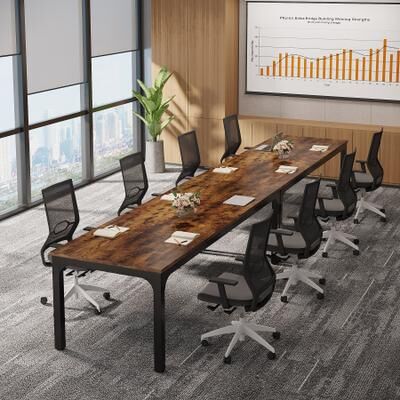 OEM Rectangle 13FT Large Conference Table Set of 2, 78.74-Inch Meeting Seminar Table, Long Business Table