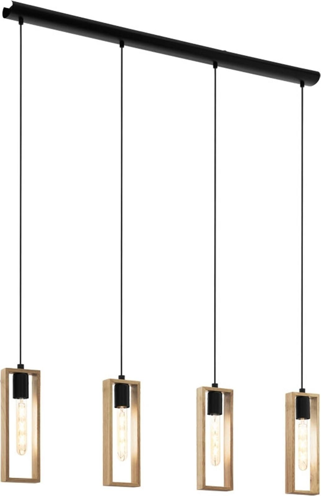 Eglo Littleton Flexibele Hanglamp, Zwart en Hout, Rechthoekig