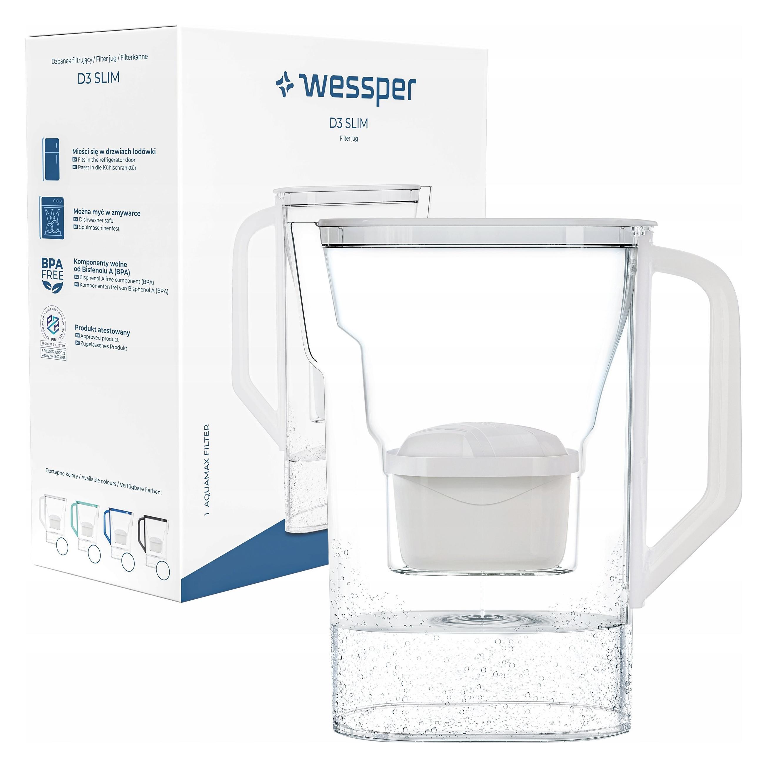 Wessper Dzbanek filtrujący D3 Slim Aquamax biały (47811215)