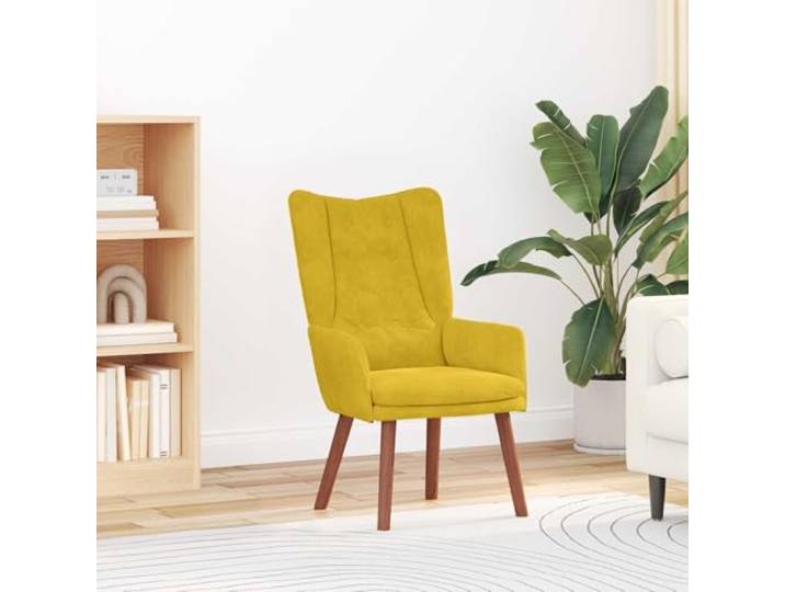 NLQMSU Sessel, gelb, aus Samt, 63 x 67 x 94 cm, mit gepolsterten Armlehnen Füße aus Gummiholz, einfache Montage, minimalistischer Look, Komfort im Wohn- oder Schlafzimmer