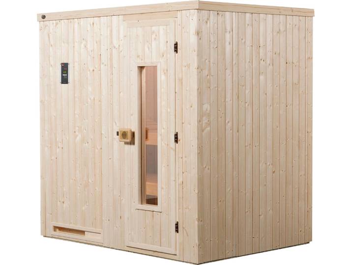 Sauna WEKA Halmstad , beige (natur), Saunaofen, externe Steuerung, 7,5 kW, Saunen, Sauna, 7,5 kW-Ofen mit digitaler Steuerung