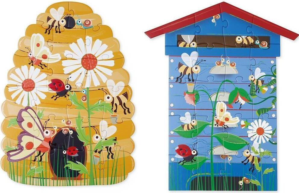 Konturpuzzel Bij, dubbelzijdig, 2 sets van 20 stukjes
