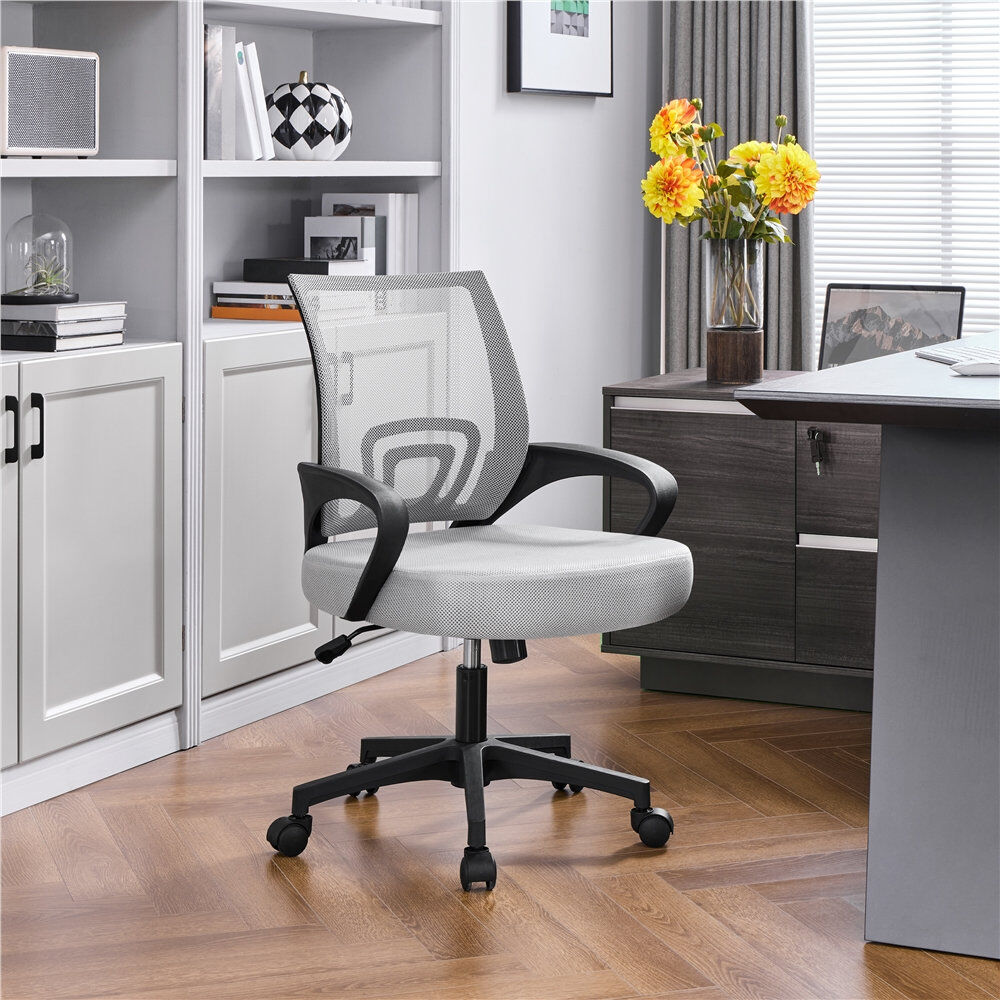 Yaheetech color Mid-Back Mesh Swivel Office Chair Grey/Black 98cm H X 60cm W X 60cm D