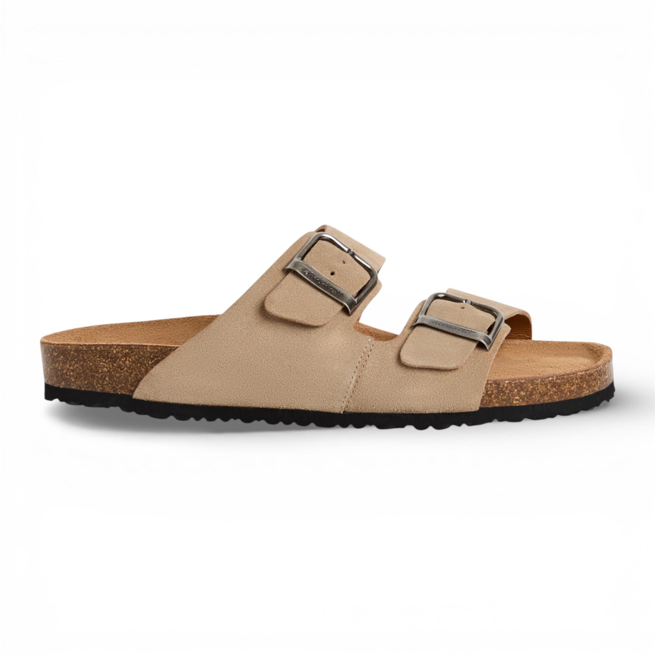 Tamaris Herren-Sandalen aus sandbeigem Leder mit Fußbett zum Hineinschlüpfen